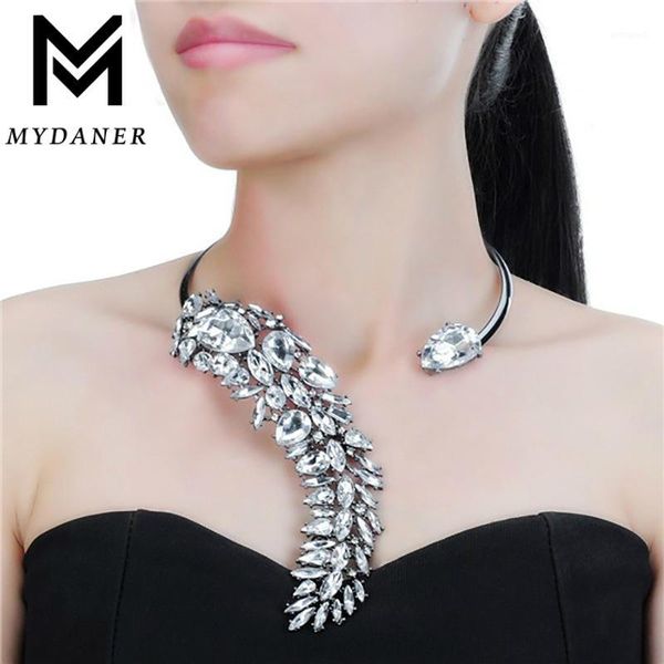 

chokers mydaner 2021 fashion luxury crystal pendant maxi statement necklace for women retro wedding charm collier women1, Golden;silver