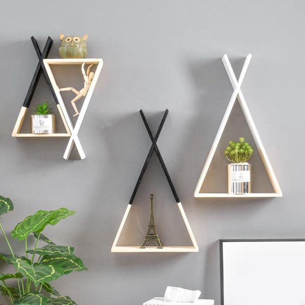 

nordic wooden wall shelf wall mounted organizer triangle rack for study lovely colors
