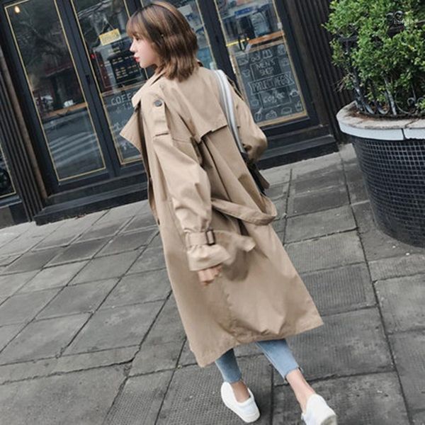 

sashes autumn women new spring pockets double breasted v-neck drop shoulder dust coat female casual comfortable wind coat zx12791, Tan;black