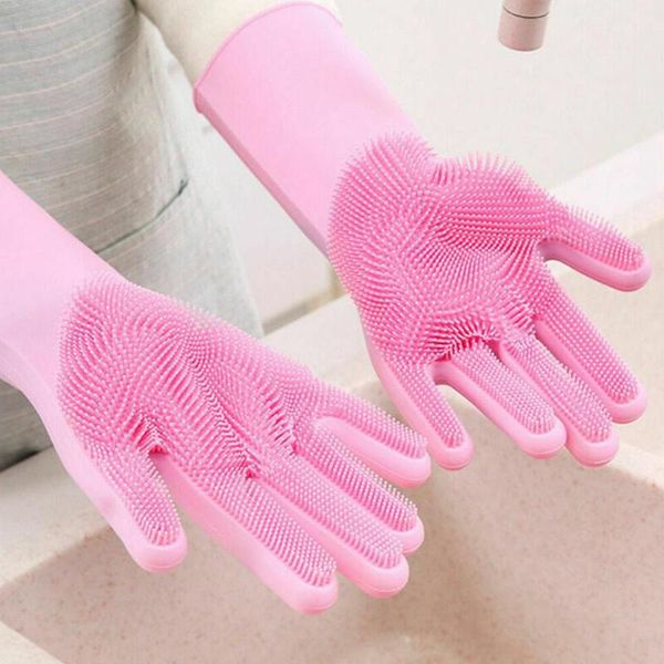 

disposable gloves silicone dish washing cleaning glove tool household scrubber rubber wash kitchen x8c6