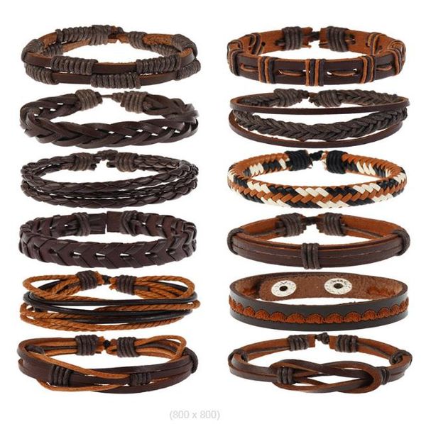 

vintage woven cowhide bracelet diy12 style 12 piece suit men's leather chain arm ornament braid embroidery, Golden;silver