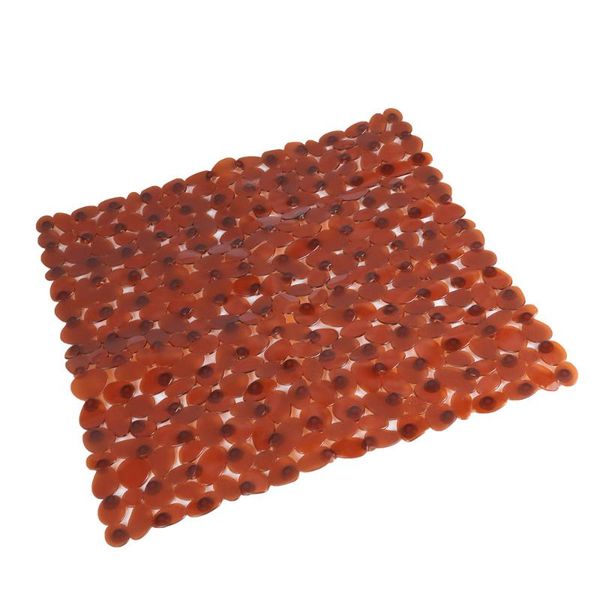 

bath non-slip mat square cobblestone bath shower safety mats pvc anti-bacterial resistant antiskid mat (brown)