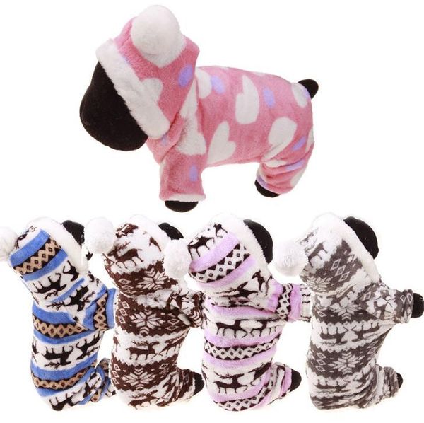 

winter apparel small dog coat hoodies pet puppy fashion warm coral fleece clothes reindeer snowflake jacket