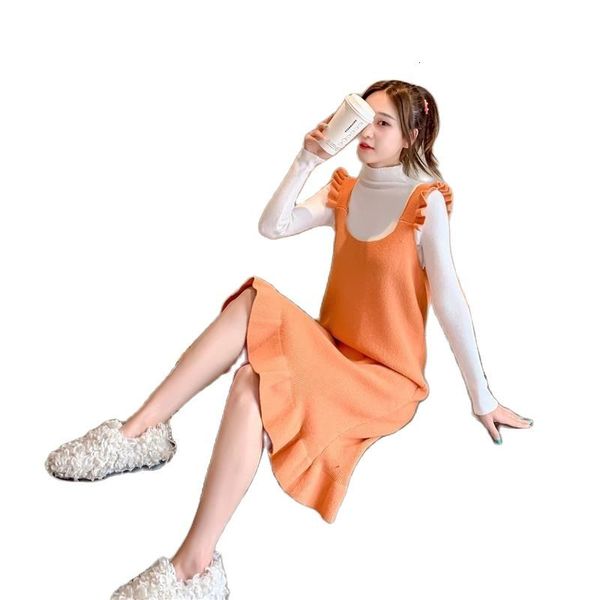 

2021 new women's clothing set woman cardigan mid-length woman's sweater chiffon waistcoat dress two suits w0vk, White