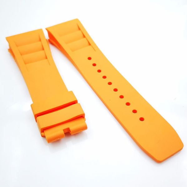 

25mm orange watch band rubber strap for rm011 rm 50-03 rm50-01, Black;brown