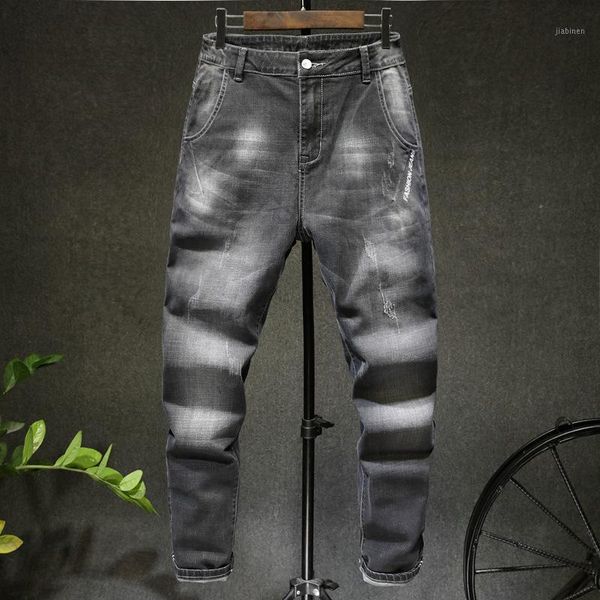 

men hip hop style harem pants mid rise denim wash jeans1, Blue