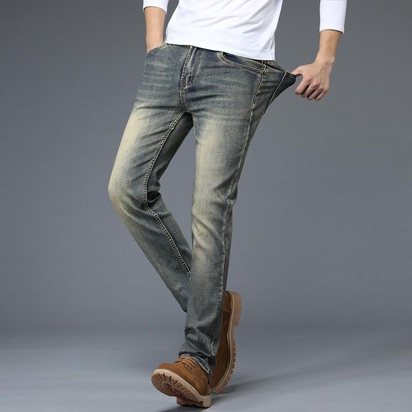 

men's jeans 2021men's business classic spring autumn male skinny straight stretch brand denim pants summer overalls slim fit trous, Blue