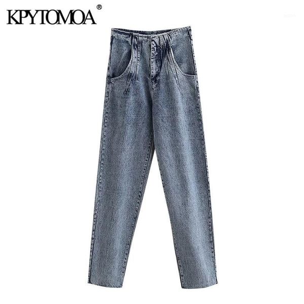 

vintage stylish washed effect high waisted jeans women 2020 fashion zipper pockets female denim pants casual ankle trousers1, Blue