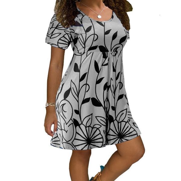 

2021 new summer dresses women casual short sleeve o-neck print a-line dress large size streetwear sundress loose dress vestidos, Black;gray