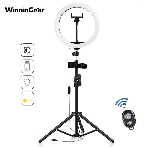 

12" 30cm led selfie ring light with 50cm lighting stand tripod phone clip bluetooth remote for youtube makeup video live1