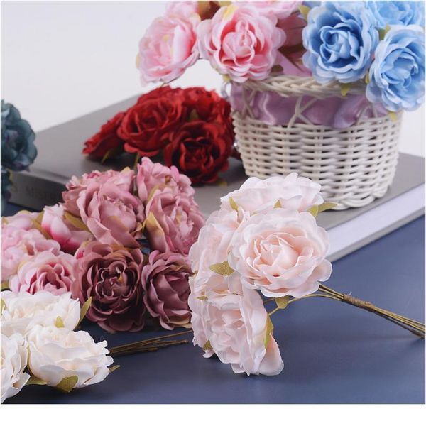 

6pcs/bunch 12cm rose silk flower artificial flower bouquet for wedding party decor diy craft gifts wreath scrapbook high jllvza