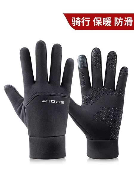 

waterproof gloves male winter plush motorcycle warm and rain proof touch screen locomotive windproof mountaineering outdoor cycling, Blue;gray