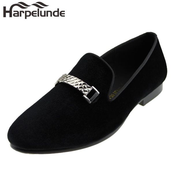 

harpelunde men event shoes buckle black velvet loafers