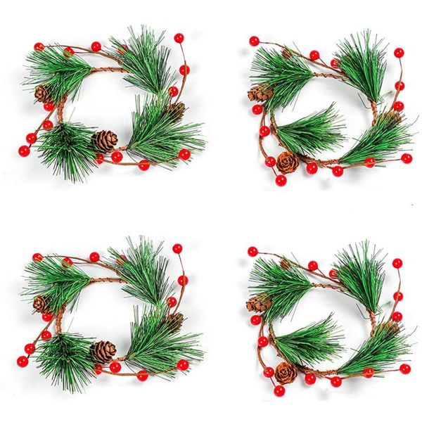 

4pcs christmas wreath artificial decorative berry wreath pine cone for home decoration diy floral wreaths