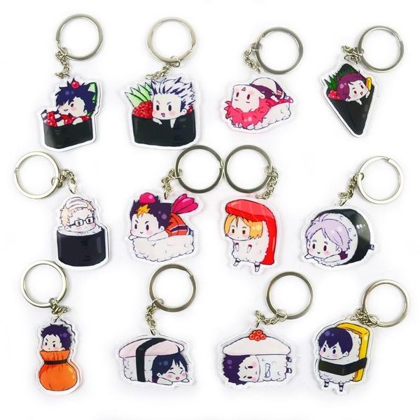 мультфильм брелок человек haikyuu key chain сумки женщины брелок цепь для брюк дети подвеска cute держатель мода акриловые brelok, Silver