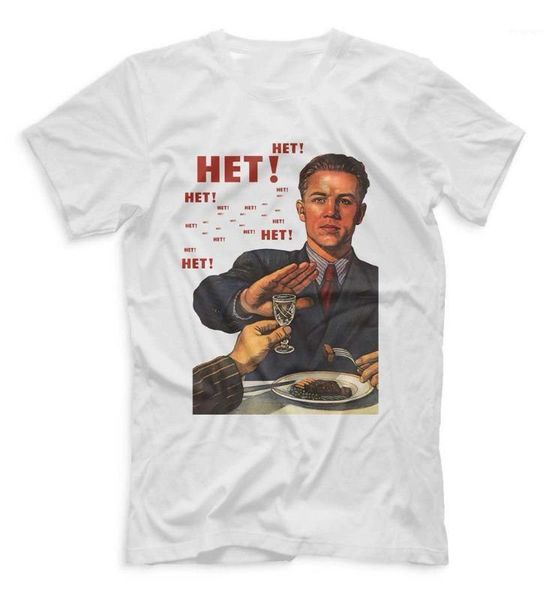

mens print cotton t-shirt ussr russia soviet propaganda against alcohol t shirt hip hop tees harajuku streetwear1, White;black