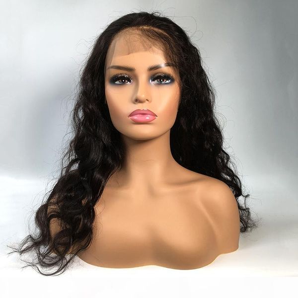 

full lace human hair wig body wave virgin unprocessed hair wigs for women natural color, Black