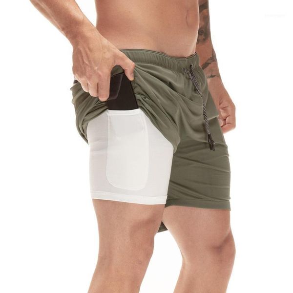 

men's shorts summer men double-deck short pants 2 in 1 running bodybuilding camouflage breathable training fitness quick drying shorts1, White;black
