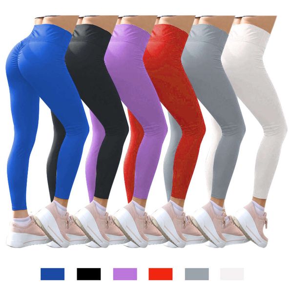 

yoga pants wrinkling high waist hip lifting sports tights for women, Black
