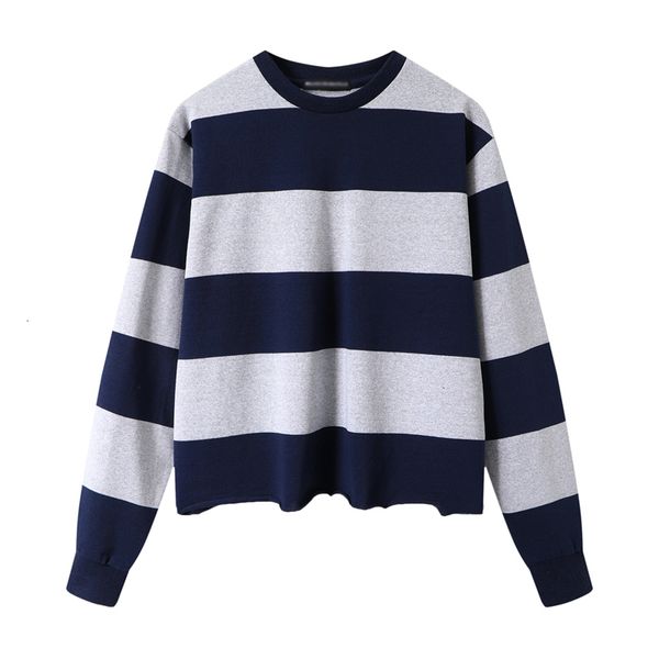 

2021 new meninas do vintage listrado curto sweatshirts outono moda senhoras oversize algodo pullovers streetwear feminino chique moletom sih, Black