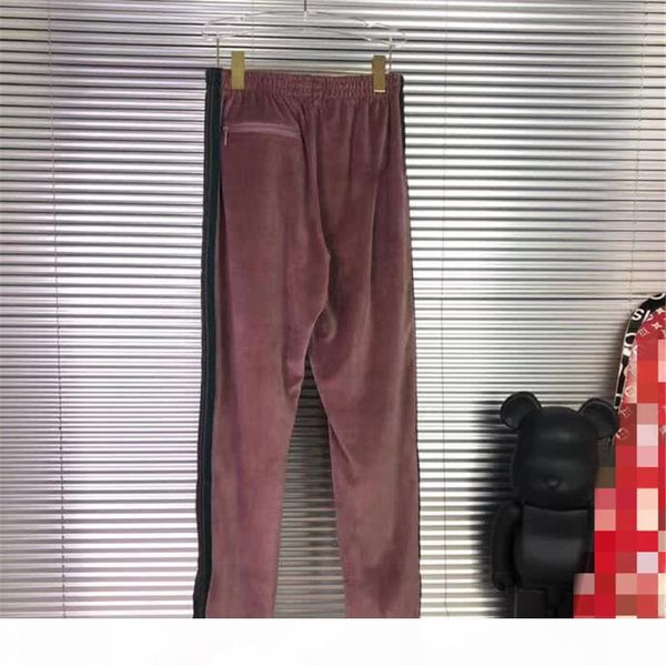 

red needles pants 20ss men women needles velvet pants butterfly embroidery logo sweatpants patchwork trousers, Black