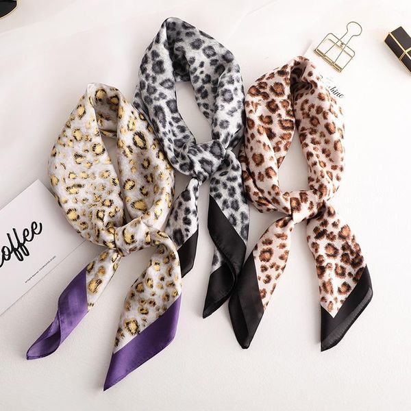 

scarves 2021 style square headscarf spring and summer women's quality leopard print lady fashion sunscreen silk beach shawl, Blue;gray