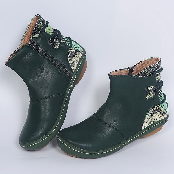 

женщины зима snow leopard сапоги из мягкой кожи голеностопной весна плоских туфель женщины короткого урожай boots 2020 для женщин zipper, Black