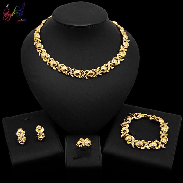 

yulaili latest design teddy bear x heart 18 gold-plated fashion jewelry sets for women necklace earrings ring fine jewellery, Silver