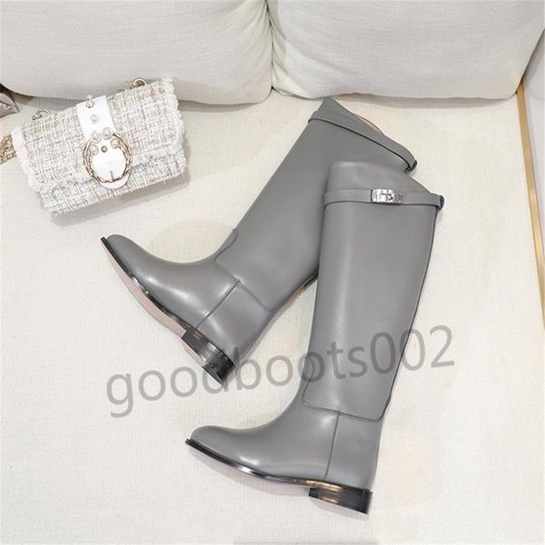 

womens square heel snow winter boots knight knee motorcycle martin cow leather buckle booties new h boots, Black