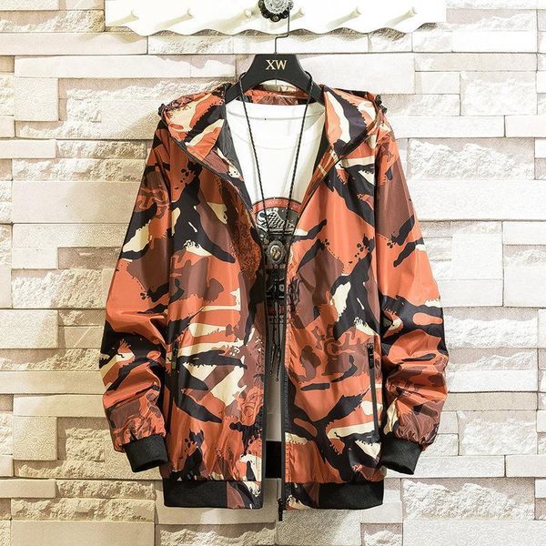 

men's camouflage jacket hoodies zipper coat 2020 new autumn windbreaker jacket male casual jackets bomber outwear men1, Black;brown