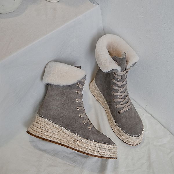 

of 2021 boots suede cow + lamb wool europe and america tztb, Black