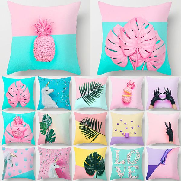 

creative pattern printed cushion cover colorful pillowcases polyester sofa bed decorative pillows for home decor 45*45cm 40813