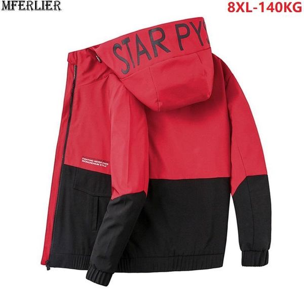 

autumn men jacket hooded patchwork pockets coat plus size big 6xl 7xl 8xl 5xl man letter streetwear jackets fashion loose red1, Black;brown