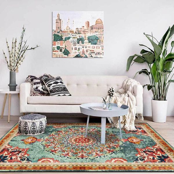 

carpets retro persian area rugs geometric ethnic flowers printed living room hallway non-slip floor mat kitchen bedroom bedside carpet