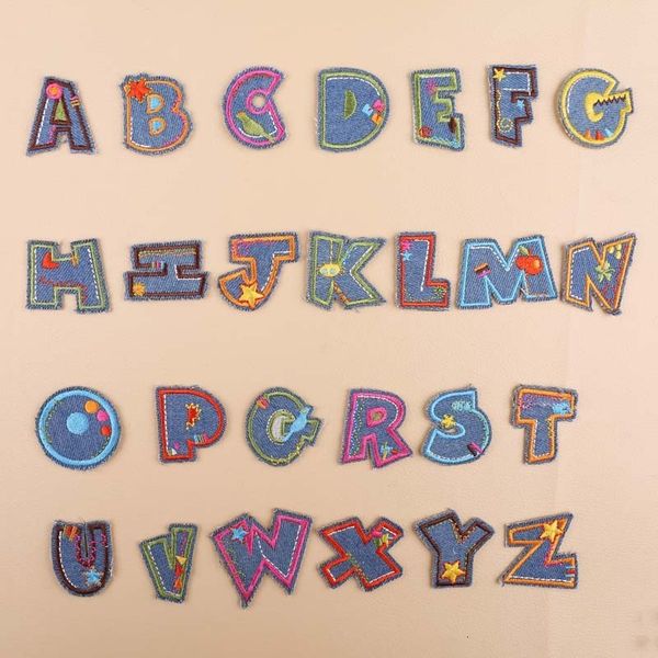 

1pcs denim letter embroidery patch heat transfers iron sew on patches for diy clothes stickers decorative appliques 47213