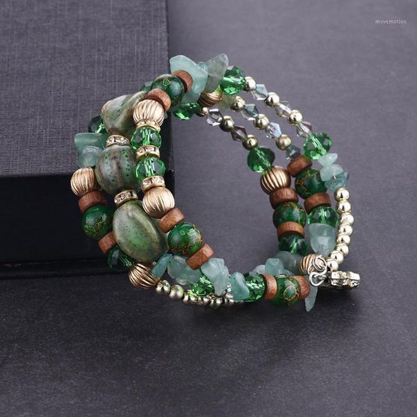 

multilayer natural stone beads bracelets for women crystal beaded chain bangles charm bracelet fashion boho jewelry friends gift1, Golden;silver