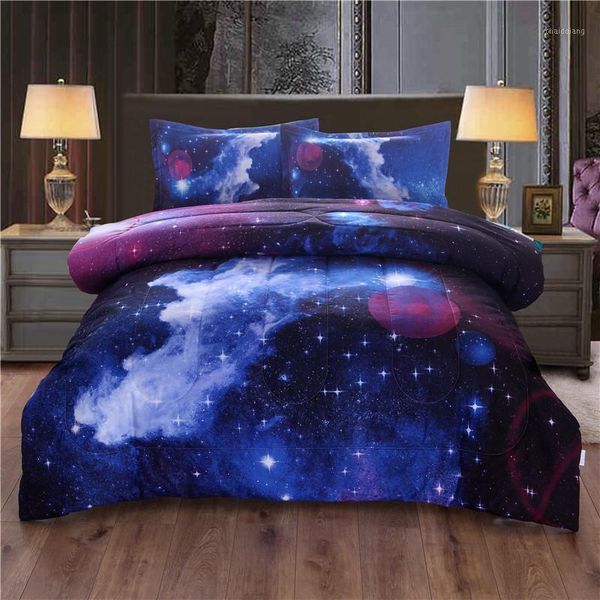 

galaxy bedspread with pillow case outer space quilted blanket bed cover queen size comforter bedding set coverlet set91