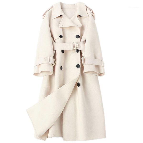 

spring autumn coat female jacket women clothes 2020 korean vintage long wool jacket feminine coat outwear abrigo mujer zt23801, Black