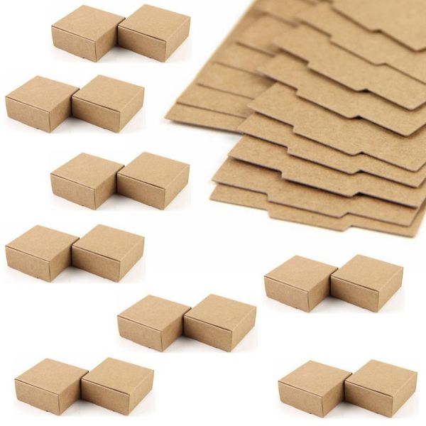 

gift wrap 50pc cardboard mini box size 5.5cmx5.5cmx2.5cm diy kraft paper soap jewelry packing