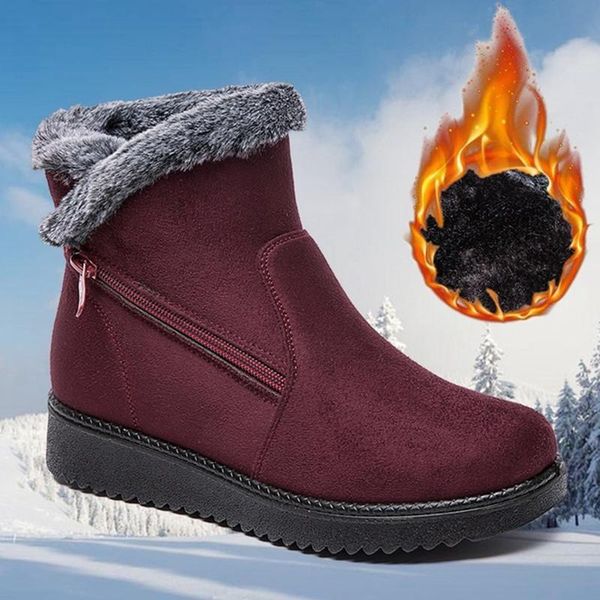 

boots winter 2021 snow boots, women's extra velvet thick large size casual zipper cotton shoes short barrel non-slip, Black