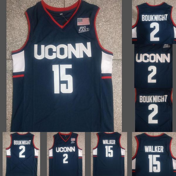

ncaa university uconn 15 walker 2 bouknight dark blue jersey mens, Black