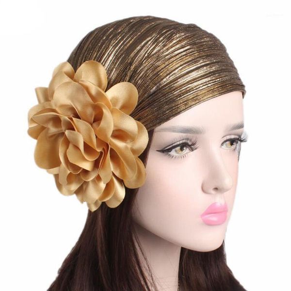 

2020 new women hats luxury flower metallic turban hats caps dome caps head wrap europe style india women beanies skullies1, Blue;gray