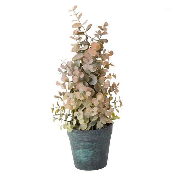 

1 piece 33cm artificial eucalyptus leaves bonsai plastic potted plant home garden decorations artificial plants1