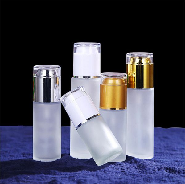 

30ml 40ml 50ml 60ml 80ml 100ml frosted glass bottle refillable lotion spray pump bottles portable empty cosmetic container