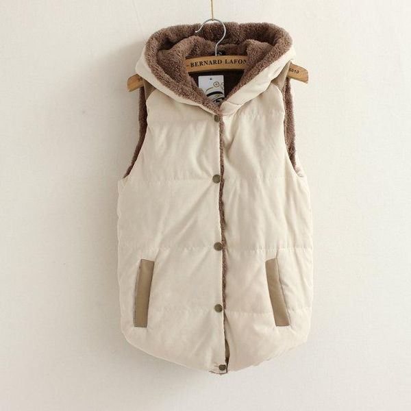 

women's vests vest cotton fashion coral fleece winter european and american hooded thickening, Black;white