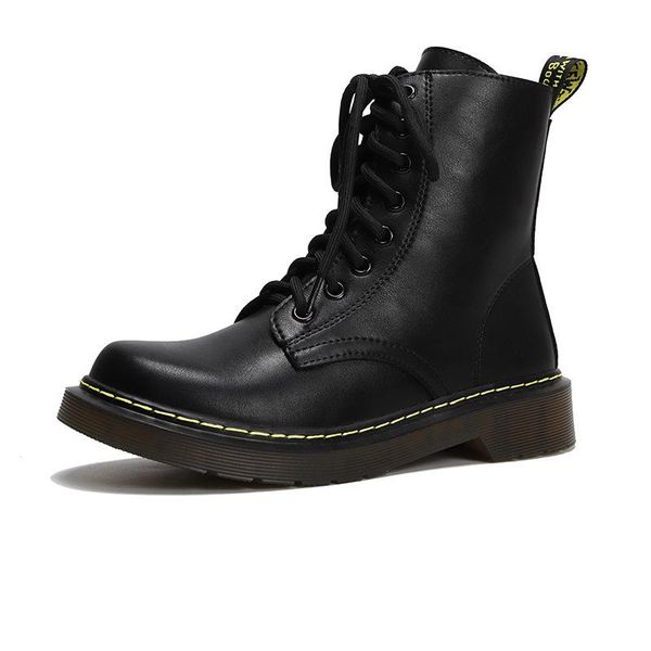 

winter 2020 new lace up boots round toe thick bottom boots british style comfortable and fashionable women's, Black