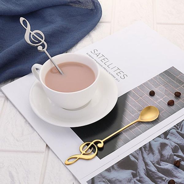 

1set stainless steel spoons creative guitar shape coffee spoon cat shape musical note shape rose kitchen tableware h wmtslr
