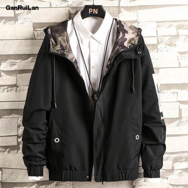 

2021 new men's casual hooded bomber jacket spring autumn plus size windbreaker sportswear zipper jacket coat outwear jk190721, Black;brown