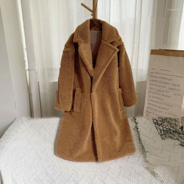 

women winter outwear thick warm teddy coat women long sleeve faux lamb fur coat overcoat office long faux fur jacket1, Black