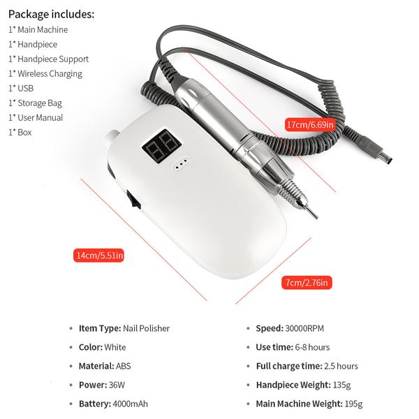 

36wnaildrillmachinekitprofessional30000rpmelectricnailpolisherportablewirelesschargingmanicurepedicurenaildevice raben